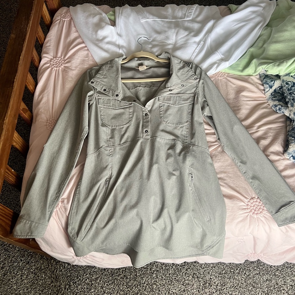 Duluth Trading Co Green Polo Collar Long Sleeve Jacket